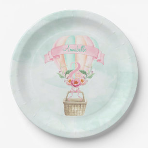 2nd Birthday Hot Air Balloon Mint Pink Peach Paper Plates