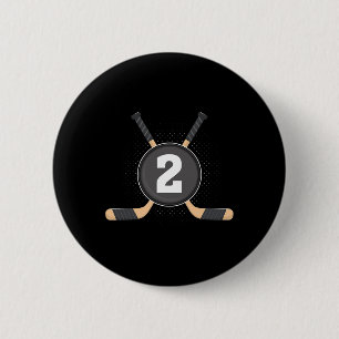 2nd Birthday Ice Hockey 2 Years Old Themed Birthda Button
