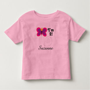 2nd Birthday I'm 2 Butterfly Girls T-shirt