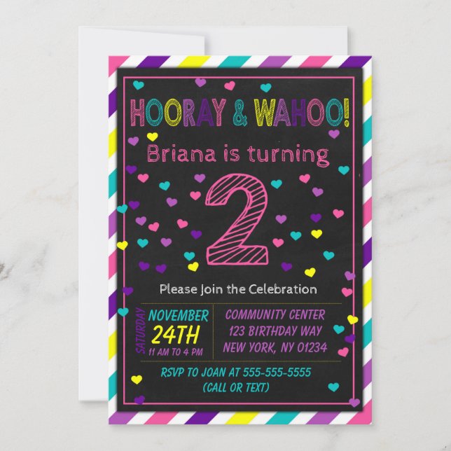 2nd Birthday Invitation for a Girls Birthday Party (Front)