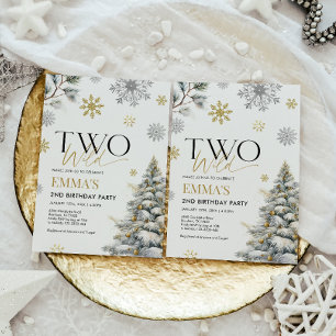 2nd Birthday Invitation, Gold Two Wild Birthday Invitation