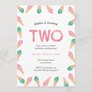 2nd Birthday Invitation icecream party