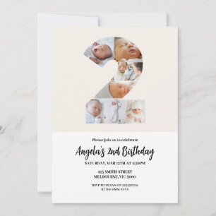 2nd Birthday Invitation Minimalist - Number 2