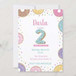 2nd Birthday invitation, sweet donut invitation