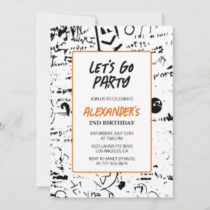 2nd birthday invitations Boy Graffiti Paint Party