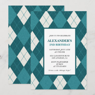 2nd birthday invitations Boy Vintage Blue