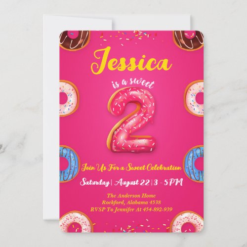 2nd Birthday Invitations For Girls Two Years 