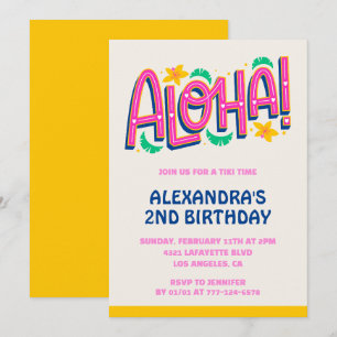 2nd birthday invitations Tropical Aloha Hawaii