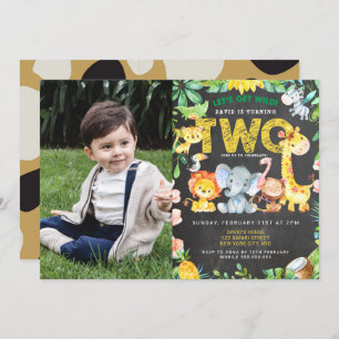 2nd Birthday Jungle Party Safari Animals Photo Invitation