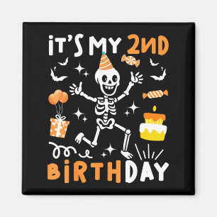 2nd birthday kids funny skeleton 2nd birthday magnet