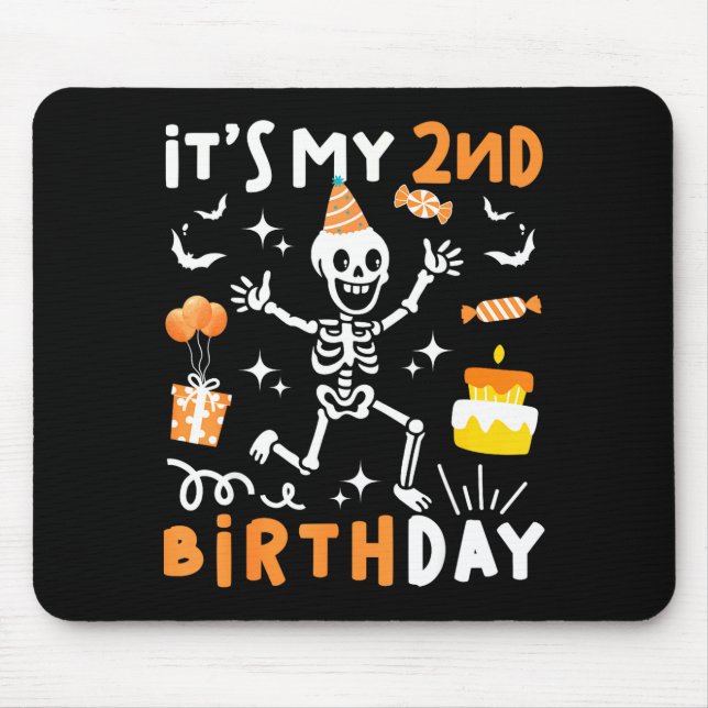 2nd birthday kids funny skeleton 2nd birthday mouse pad (Front)