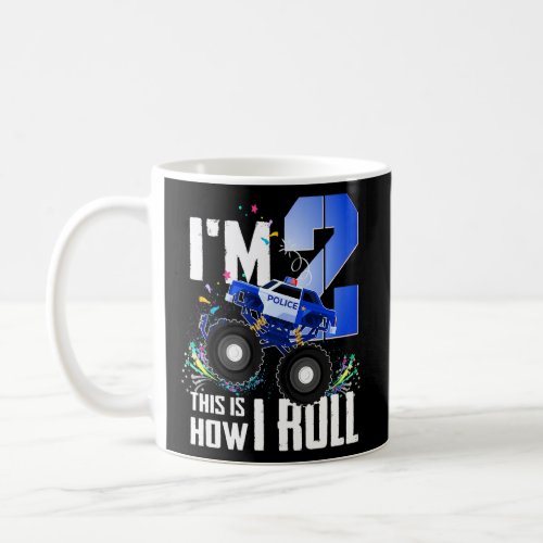 2nd Birthday Kids Im 2 Police Monster Truck Car  Coffee Mug