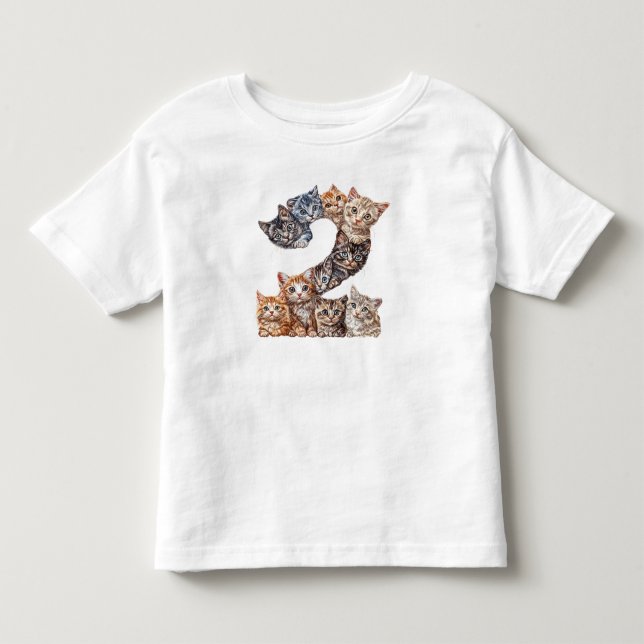 2nd Birthday Kittens Cats Themed 2 Year Old Kids Toddler T-shirt (Front)