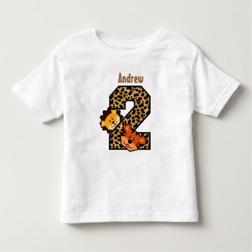 2nd Birthday Leopard Tiger Lion 2 Year Old Toddler T_shirt