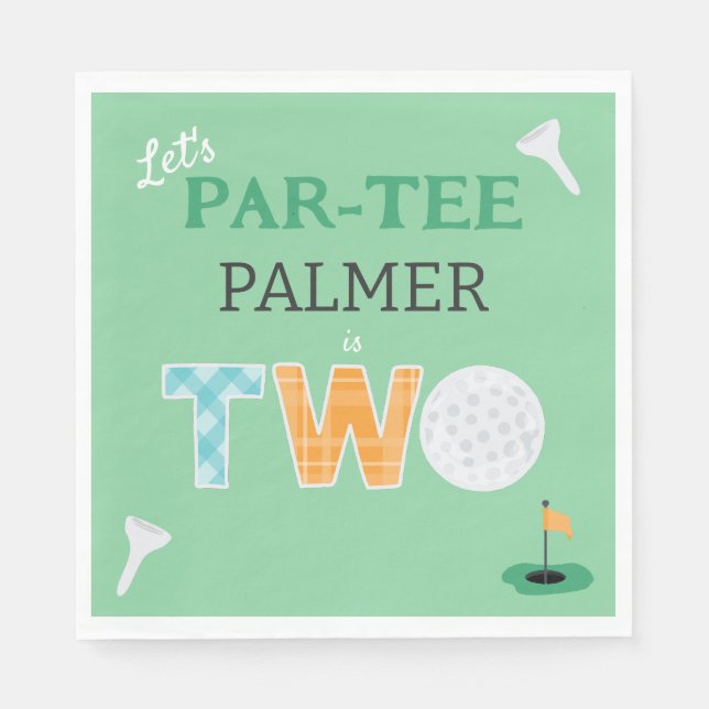 2nd Birthday Let's Par-tee Golf Napkins (Front)