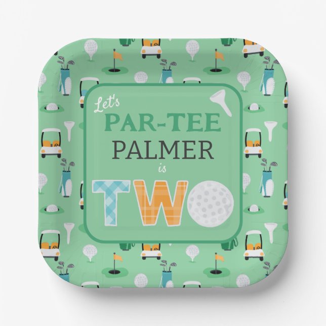 2nd Birthday Let's Par-tee Golf Party Paper Plates (Front)