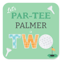 2nd Birthday Let's Par-tee Golf Party Square Sticker