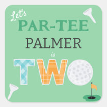 2nd Birthday Let's Par-tee Golf Party Square Sticker