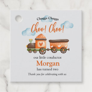 2nd Birthday Lovely Train Watercolor Party Favor Tags
