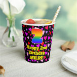 [ Thumbnail: 2nd Birthday: Loving Hearts Pattern, Rainbow 2 Paper Cups ]