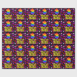 2nd Birthday: Loving Hearts Pattern, Rainbow # 2 Wrapping Paper