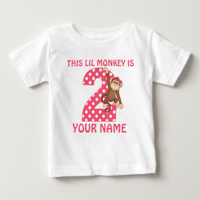 2nd Birthday Monkey Girl Personalized T-shirt (Front)