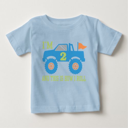 2nd Birthday Monster Truck Baby T_Shirt