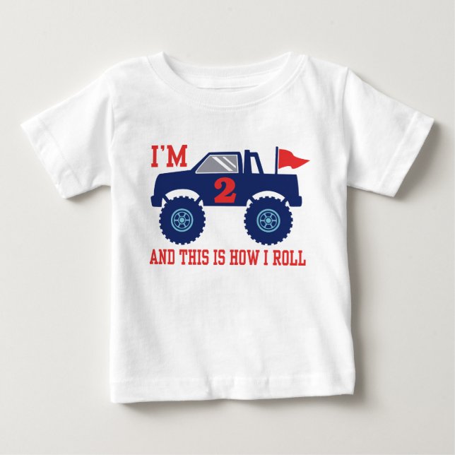 2nd Birthday Monster Truck Baby T-Shirt (Front)
