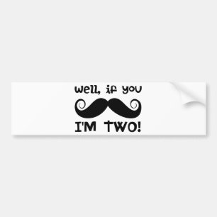 2nd Birthday Mustache Bumper Sticker