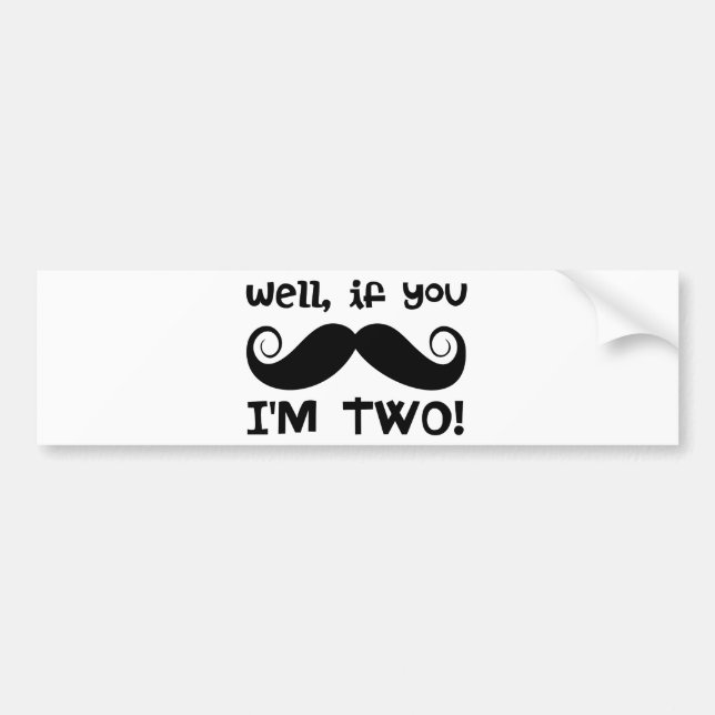 2nd Birthday Mustache Bumper Sticker (Front)