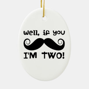 2nd Birthday Mustache Ceramic Ornament