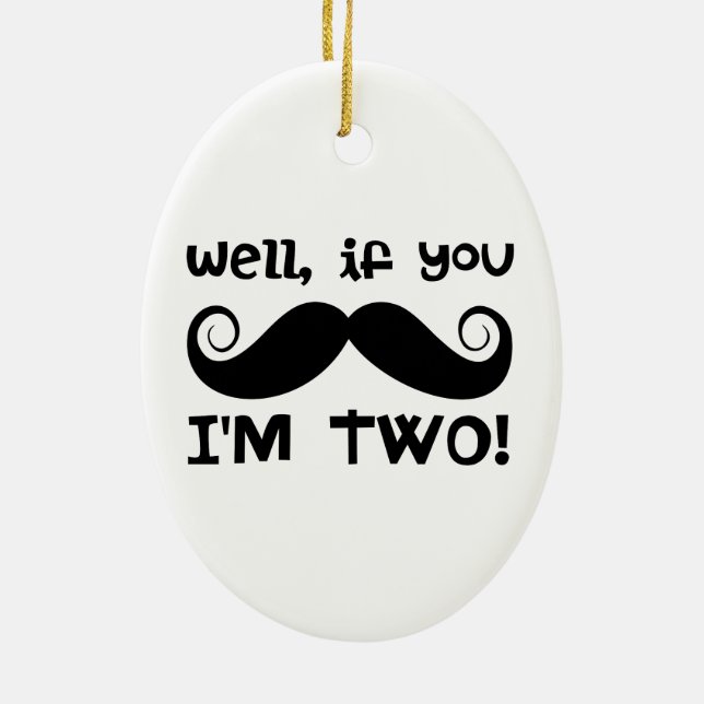 2nd Birthday Mustache Ceramic Ornament (Back)