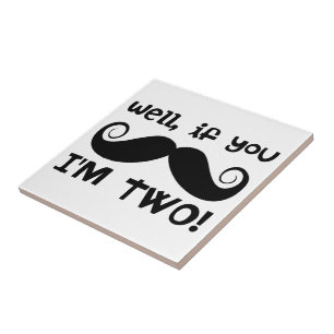 2nd Birthday Mustache Tile