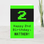 [ Thumbnail: 2nd Birthday: Nerdy / Geeky Style "2" and Name Card ]
