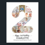 2nd Birthday Number 2 Custom Photo Collage Poster<br><div class="desc">Celebrate a very special milestone with this Gender-Neutral 2nd Birthday Poster featuring number 2 photo collage design that highlights your child best memories. You can easily customize the design by adding 15 photos from newborn to two year old, creating a meaningful and heartwarming display. Perfect for a second birthday party,...</div>