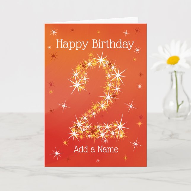 2nd Birthday - Number 2 in Stars - Red - Age Card (Small Plant)