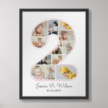 2nd Birthday Number 2 Photo Collage Baby Nursery Poster at Zazzle