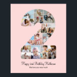 2nd Birthday Number 2 Photo Collage Custom Picture Poster<br><div class="desc">Celebrate your little one's milestone 2nd birthday with this personalized number 2 photo collage poster. This customizable gift is a perfect way to display precious memories from your baby's second year. The poster features a collage of photos capturing those special moments, and it can be customized with your child's name...</div>