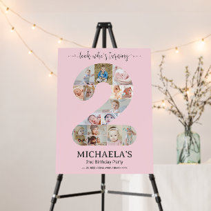 2nd Birthday Number 2 Photo Collage Girl Party Foam Board