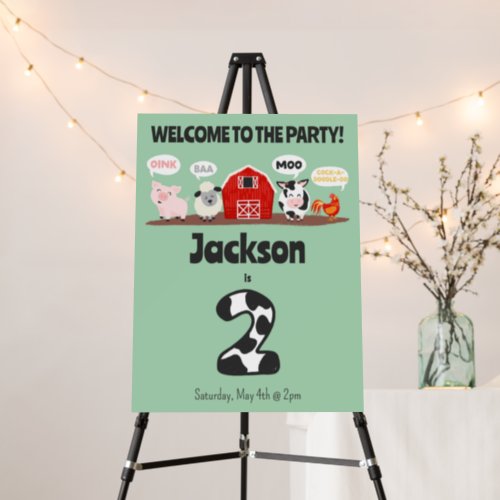 2nd Birthday Oink Baa Moo Welcome  Foam Board