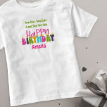 2nd Birthday One-derful Day Colorful Candles Girls Toddler T-shirt<br><div class="desc">2nd Birthday shirt which you can personalize for your little girl's first birthday with her name and your custom text. The wording currently reads "Two Cool, Two Cute & not Two Terrible" and you can edit this if you wish. The design has colorful candles lettered in cute and whimsical, groovy...</div>
