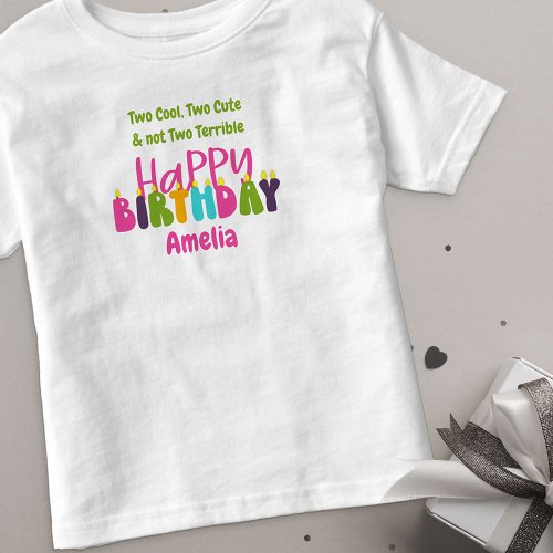 2nd Birthday One_derful Day Colorful Candles Girls Toddler T_shirt