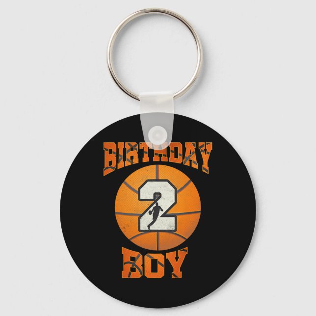 .2nd Birthday Outfit Boy Basketball Second 2 Year  Keychain (Front)