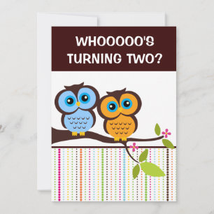 2nd Birthday Owl Theme Party Invitations