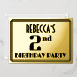 [ Thumbnail: 2nd Birthday Party: Art Deco Look “2” and Name Invitation ]