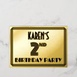 [ Thumbnail: 2nd Birthday Party — Art Deco Style “2” & Name Invitation ]