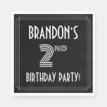 [ Thumbnail: 2nd Birthday Party: Art Deco Style + Custom Name Napkins ]