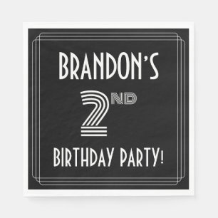 2nd Birthday Party: Art Deco Style + Custom Name Napkins