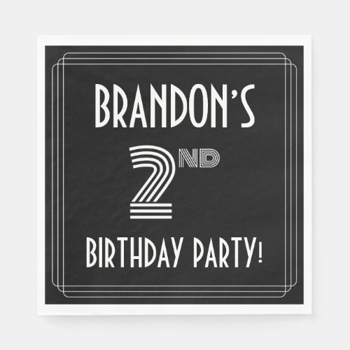 2nd Birthday Party Art Deco Style  Custom Name Napkins