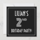 [ Thumbnail: 2nd Birthday Party: Art Deco Style W/ Custom Name Invitation ]